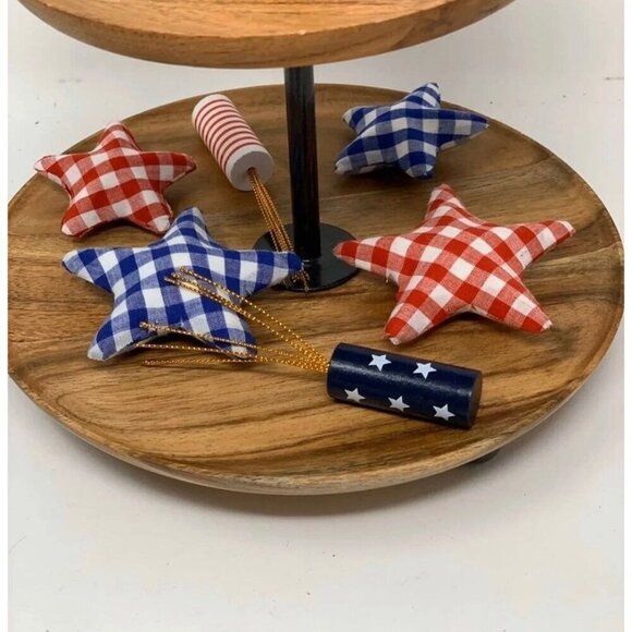 July 4th Patriotic Star Firecracker 6 piece Red White Blue Table Scatter Decor - Picture 4 of 4
